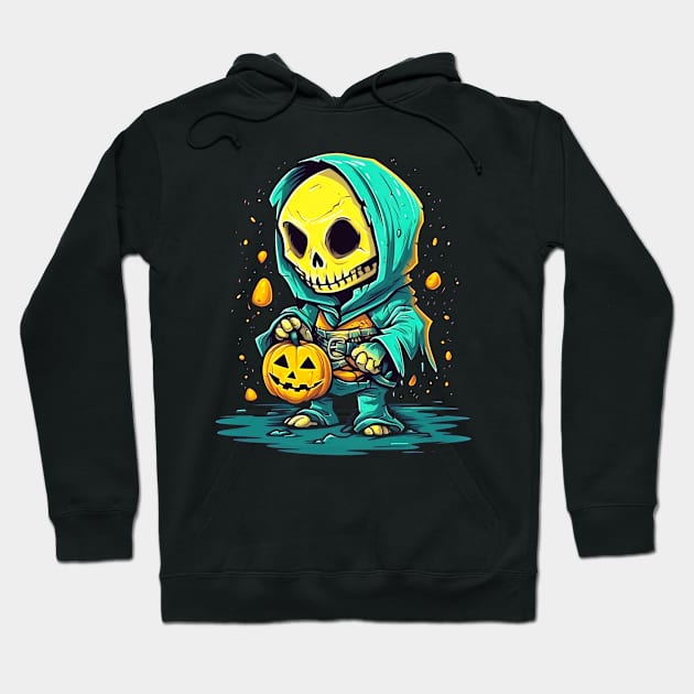 Eerie Halloween Ghoul Art - Spooky Season Delight Hoodie by Captain Peter Designs